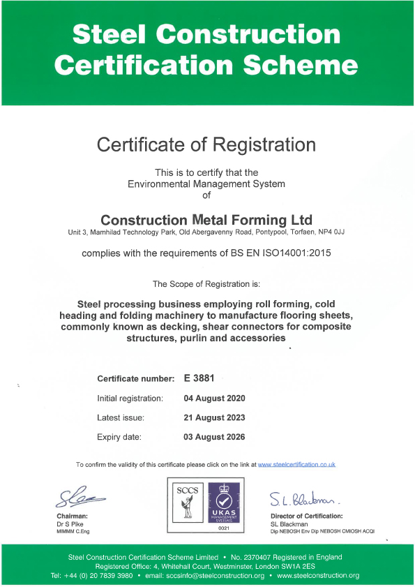 BS EN ISO 14001 Certificate