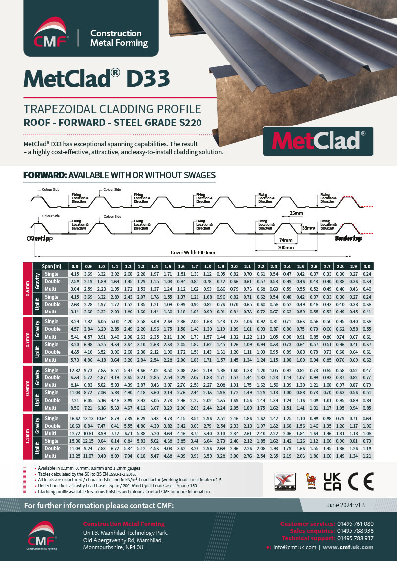 Download MetClad D33 roof forward steel grade S220