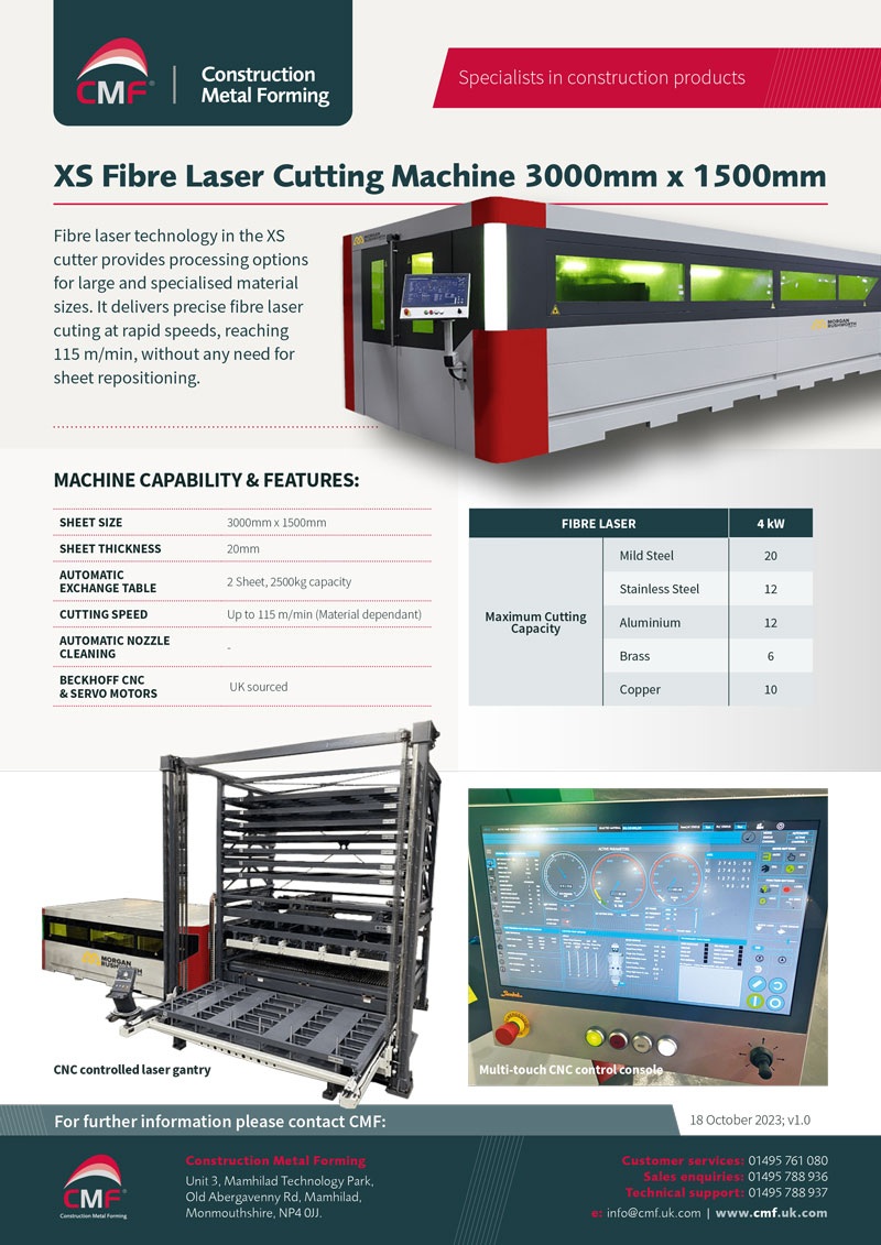 Download XS Fibre Laser Cutting Machine Datasheet