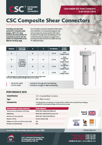 CSC Shear Connectors Data Sheet Datasheet